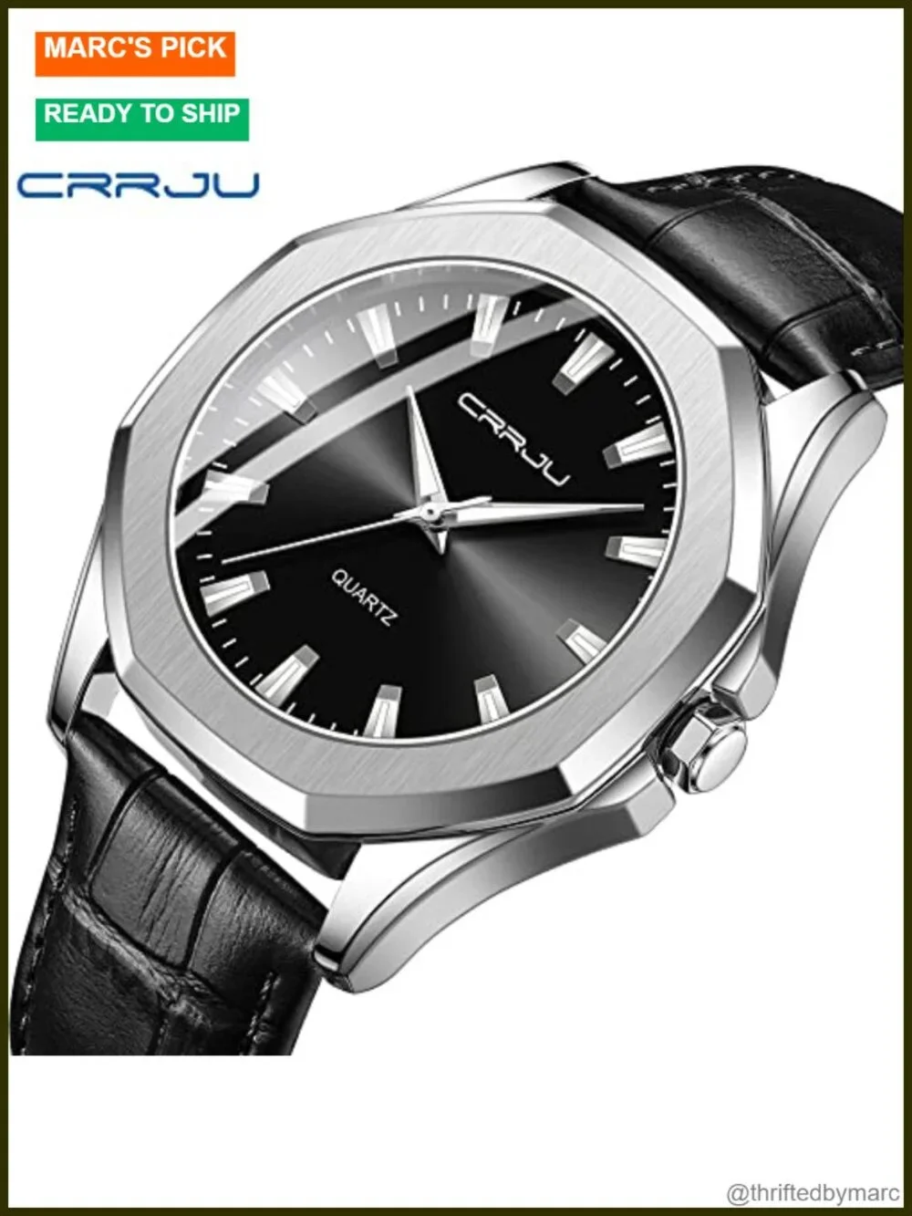 Men's Classic Business Luminous Analog Quartz Leather Watch, 5ATM Water